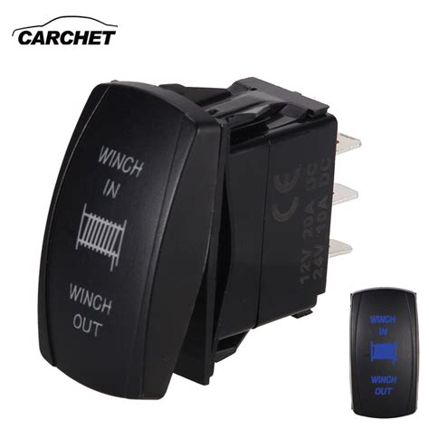 buy carchet car switches  pin winch switch rocker blue led indicator