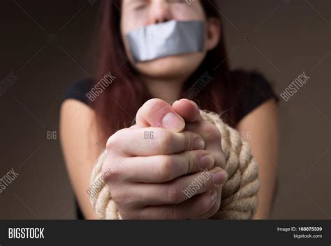 girl gagged tied hands image and photo free trial bigstock