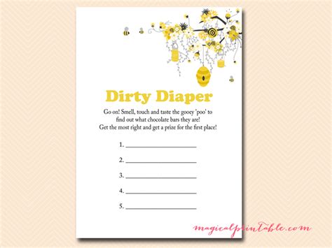 dirty diaper game  printable printable templates