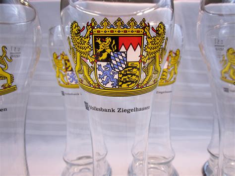 Vintage Set Of 6 German Pilsner Glasses Volksbank Ziegelhausen 0 5