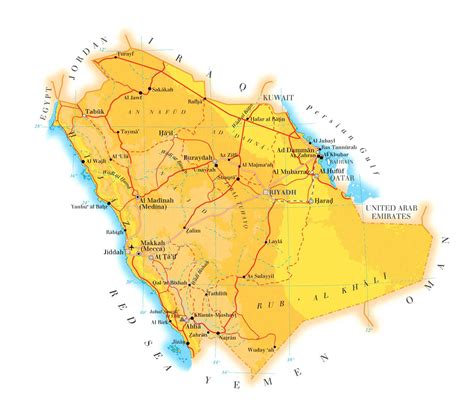 detailed road map  saudi arabia saudi arabia detailed road map vidianicom maps