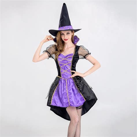 purple adult halloween costumes for women sexy witch costume sorceress