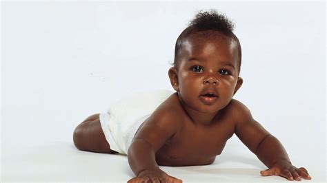 cute african baby  crawling  floor  white background hd cute