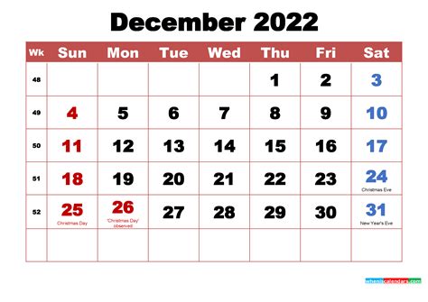 printable december  calendar  holidays word