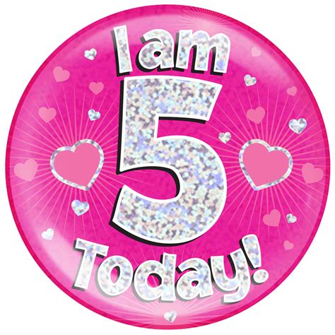 birthday pink holographic jumbo badge pageant party
