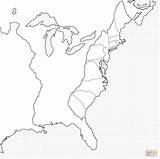 Printable Colonies Map Coloring Thirteen Blank sketch template