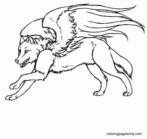 winged wolves coloring pages