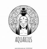 Aquarius Zodiac Horoscope sketch template