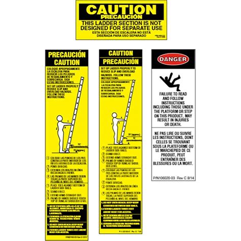 werner ladder accessories type safety label replacement    aluminum extension