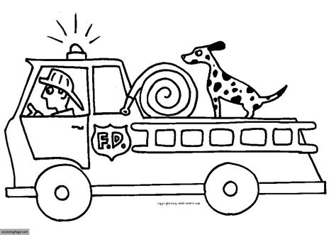 fire truck fireman firedog printable coloring page firetruck coloring