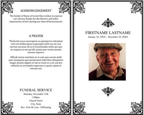 funeral prayer card template  collection