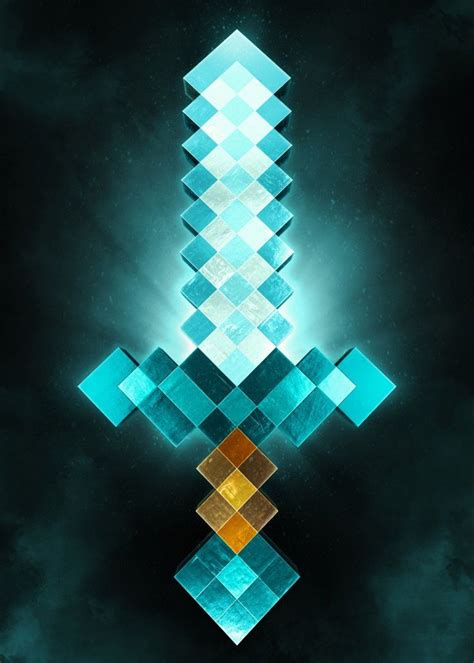 minecraft  sword fantasy poster print metal posters