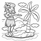 Coloring Hula Girl Hawaiian Island Dancer Book Clipart Pages Woman Vector Drawing Dancing Printable Color Comp Stock sketch template