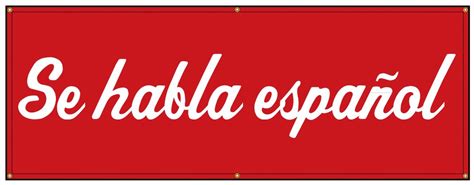 buy  se habla espanol red script banner  signs world wide