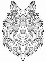 Wolf Coloring Pages Adults Adult Book Vector Illustration Stress Anti Zentangle Wolves Printable Animal Color Mycoloring Style Lines Lace Pattern sketch template