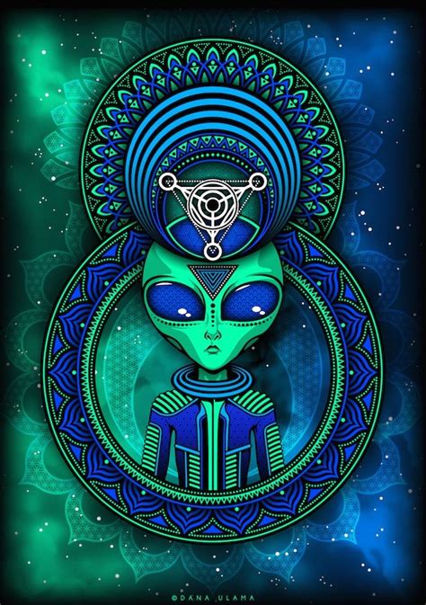 Trippy Alien Psytrance Goa Psychedelic Space Vector
