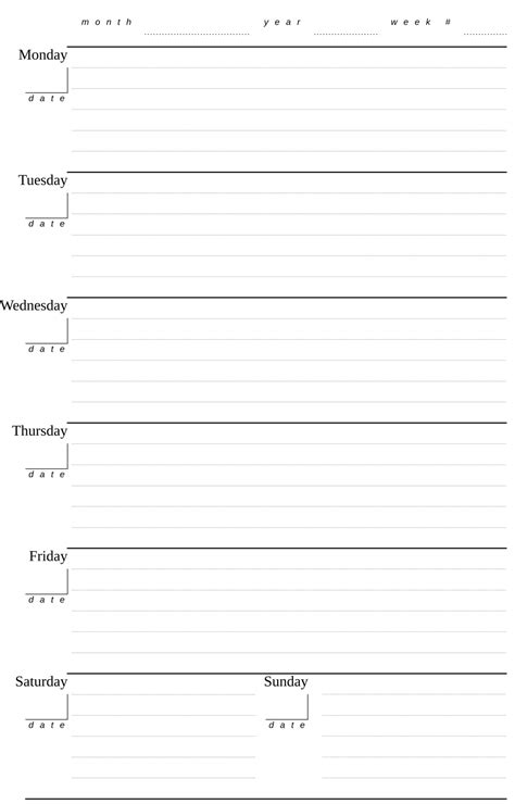 weekly diary  printable template  printable papercraft templates