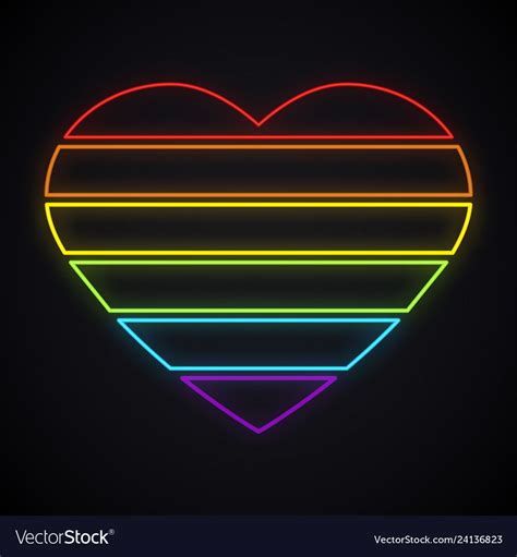 neon lgbt rainbow heart sign bright gay pride vector image