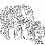 Coloring Elephant Adult Pages Detailed Printable Colour A4 Elephants sketch template