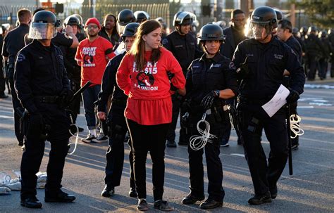 dozens arrested   protests  higher minimum wages peninsula daily news