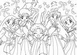 Coloring Sailor Moon Group Pages Getcolorings Book Color sketch template