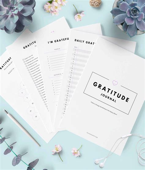 gratitude journal printable  pages shinesheets