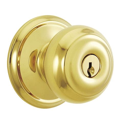 schlage  georgian georgian bright brass keyed entry door knob   door knobs department