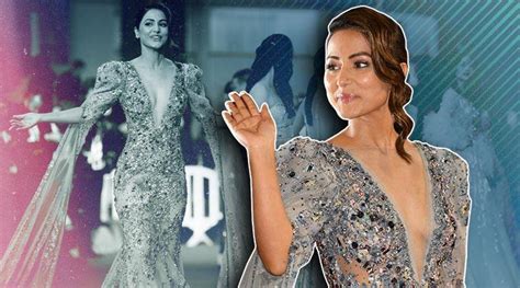 cannes 2019 hina khan stuns in a sparkling silver sheer gown at her
