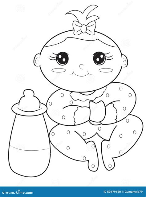 baby girl coloring page stock illustration illustration  coloring