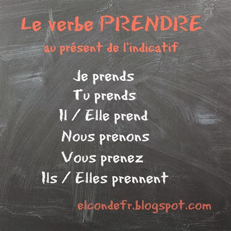 le verbe prendre au present de lindicatif learn french   speak french french education