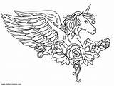 Alicorn Coloring Pages Pegasus Flower Printable Kids Adults Color Print sketch template