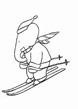 Coloring Babar Pages Ski Skiing Kids Jet Easy Printable Drawing Getdrawings sketch template
