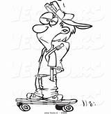 Teenage Cartoon Coloring Boy Skater His Vector Pockets Outlined Hands Skateboarding Ron Leishman Royalty sketch template