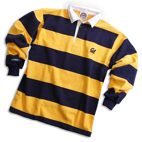 cal student store  stripe rugby shirt cal logo