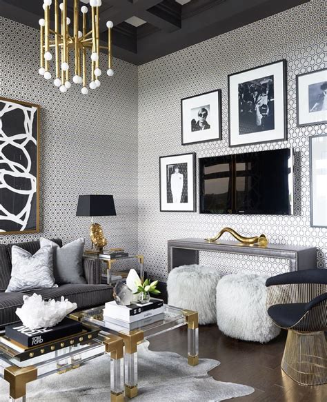 black  white   touch  gold love  gold living room decor