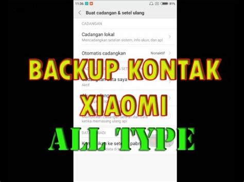 backup kontak xiaomi  type youtube