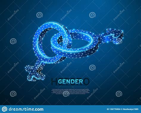 male and female gender symbols wireframe digital 3d low