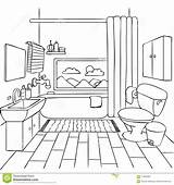 Bathroom Coloring Vector Cartoon Clipart Illustration Hygiene Objects Dreamstime Kids Similar sketch template
