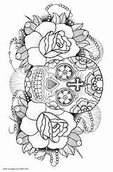 Coloring Skull Pages Adults Printable Sugar Book Adult Skulls Print Colouring Detailed Mandala Look Other Tattoo Choose Board sketch template