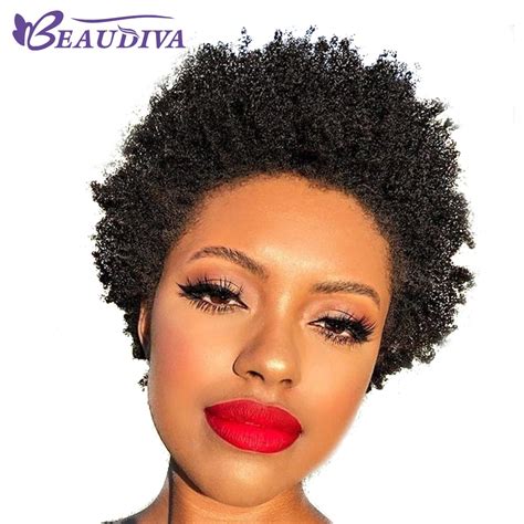 Beaudiva Hair Brazilian Remy Hair Afro Kinky Curly Weave Bundle Short