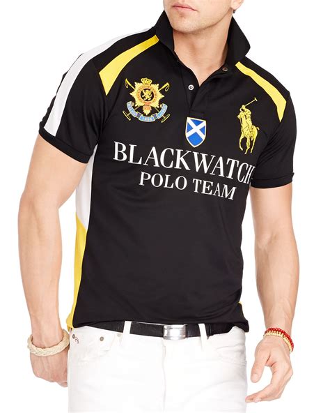 ralph lauren polo black  airflow jersey uniform shirt  black  men lyst