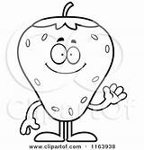 Strawberry Cartoon Mascot Coloring Waving Thoman Cory Outlined Vector Clipart Idea 2021 sketch template