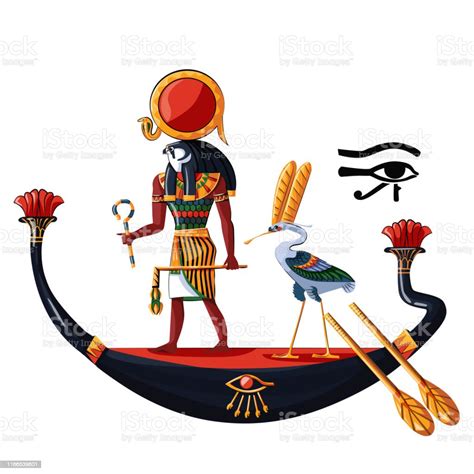 Ancient Egypt Sun God Ra Or Horus Cartoon Vector Stock Illustration