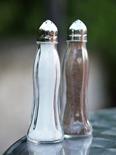 pasabahce  saltpepper shaker set  pieces black white stainless steelglass