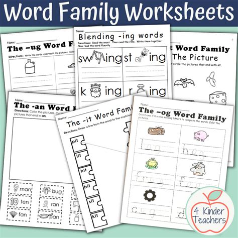 printable ad word family worksheets vlrengbr