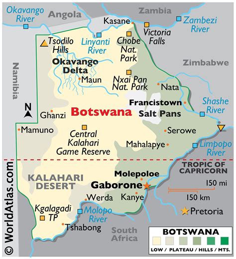 map  botswana showing  villages