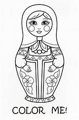 Matryoshka Doll Coloring Dolls Nesting Drawing Pages Postcard Saransk Diana Russia sketch template