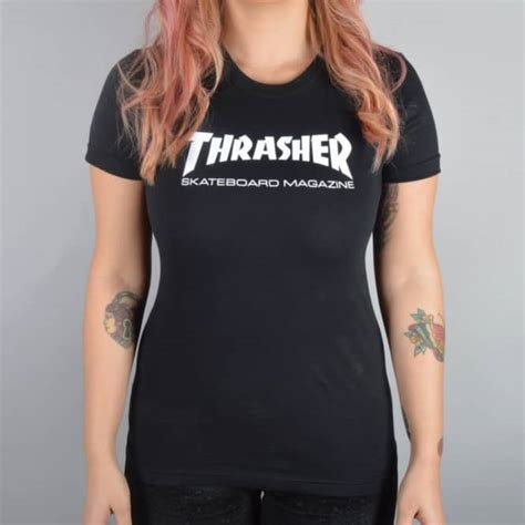 Thrasher Girls Skate Mag Logo T Shirt Black Skate