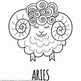 Aries Coloring Pages Cute Horoscope Instant Sign sketch template