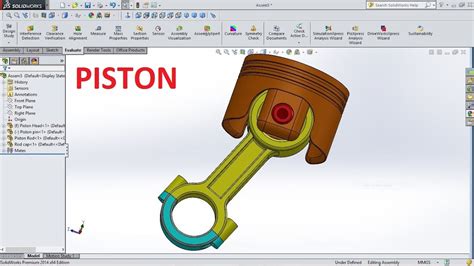 solidworks tutorial piston assembly youtube